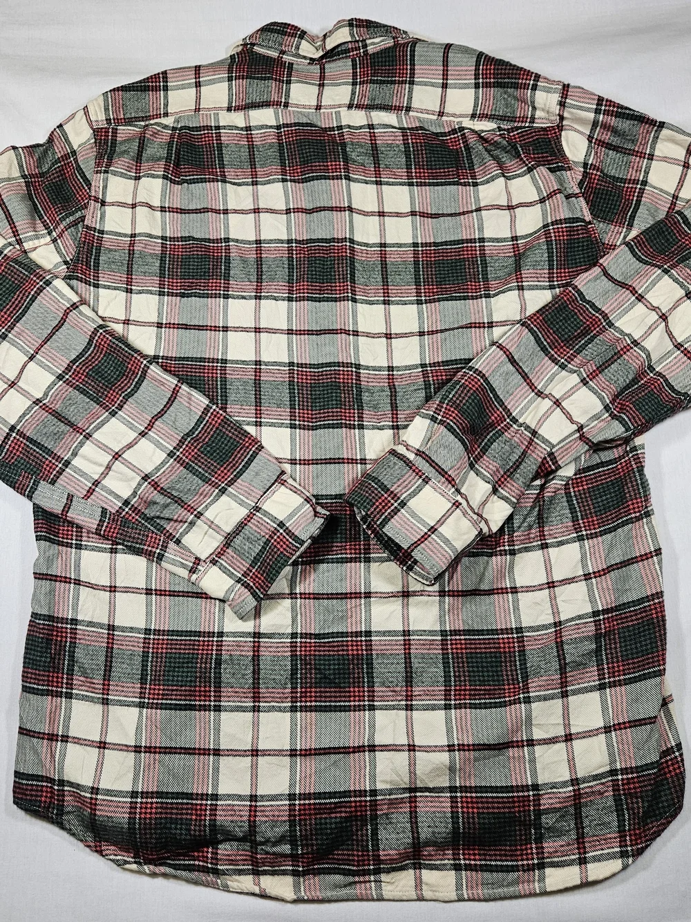J. Crew Men's Slim Fit Flannel Shirt Medium Red Green Cream Plaid Button Down